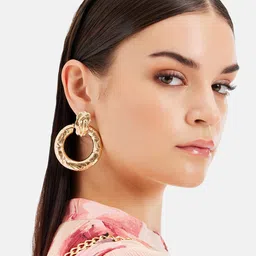 Kazo Gold Plated Contemporary Drop Earrings-image-46
