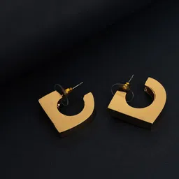 SOHI Gold-Toned Contemporary Half Hoop Earrings-image-46