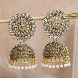 Crunchy Fashion Gold-Plated Classic Jhumkas Earrings-image-43