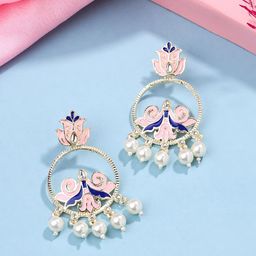 Yellow Chimes Gold-Plated Contemporary Jhumkas Earrings-31
