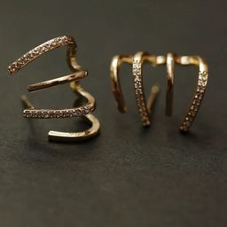 PolluxCraft Korean Gold-Plated Zircon Stones Studded Contemporary Shaped Studs-image-86