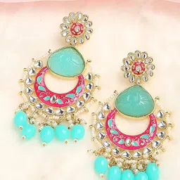 OOMPH Floral Kundan Studded Chandbalis-image-50