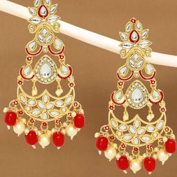 OOMPH Gold-Plated Floral Drop Earrings-28
