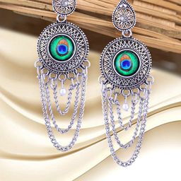 Vighnaharta Rhodium-Plated Floral Shaped Jhumkas-image-9