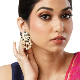 Anouk Gold-Toned Brass-Plated Beaded Floral Drop Earrings-image-89