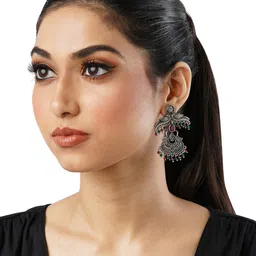 Anouk Gold-Toned Brass-Plated Beaded Ethnic Drop Earrings-6