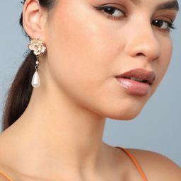SOHI Gold-Plated Floral Drop Earrings-71