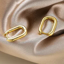 VAGHBHATT Gold Plated Oval Hoop Earrings-67