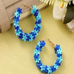 UNIVERSITY TRENDZ Gold-Plated Floral Hoop Earrings-image-95