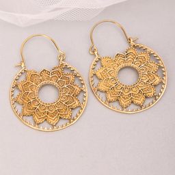 Studio One Love Gold-Toned Floral Hoop Earrings-52