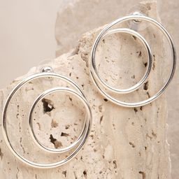 XPNSV Silver-Plated Twofold Spiral Stud Earrings-1