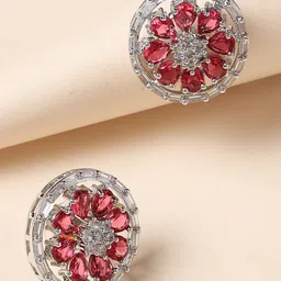 Jazz and Sizzle Red Circular Studs Earrings-34