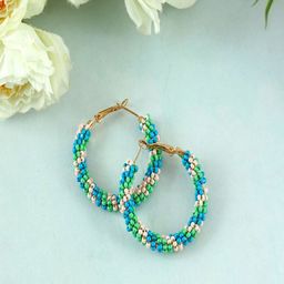 UNIVERSITY TRENDZ Gold-Plated Beaded Circular Hoop Earrings-20