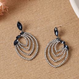 SOHI Silver-Plated Studded Drop Earrings-37