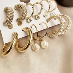 Pinapes Pack of 10 Gold-Plated Geometric Drop Earrings-29