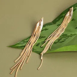 SOHI Gold-Plated Contemporary Drop Earrings-4