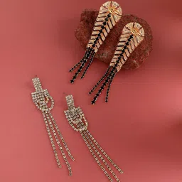 SOHI Unparalleled Charms Set Of 2 Gold-Plated Contemporary Drop Earrings-image-48