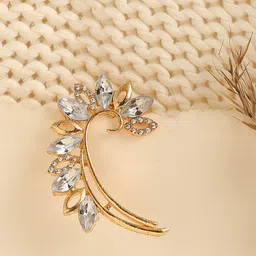 SOHI Gold-Toned Contemporary Gold-Plated Ear Cuff Earrings-3