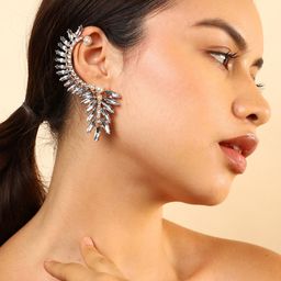 SOHI Gold-Plated Contemporary Ear Cuff Earrings-12