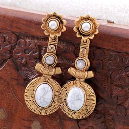 Crunchy Fashion Gold-Plated Antique Contemporary Drop Earrings-38