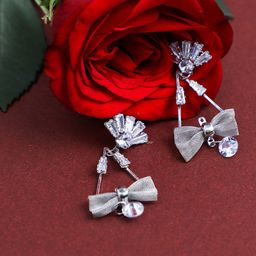 VOJ Triangular Silver-Plated Stainless Steel Triangular Drop Earrings image 4