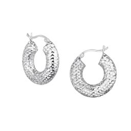 Nistra Rhodium Plated Sterling Silver Circular Hoop Earrings-image-7