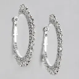 RICHEERA Silver-Plated Circular Hoop Earrings-0