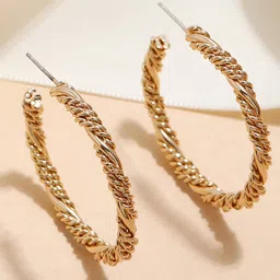 Scintillare By Sukkhi Gold-Plated Circular Half Hoop Earrings-29