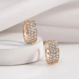 Rubans 18KT Rose Gold-Plated Cubic Zirconia Studded Circular Hoop Earrings-image-86
