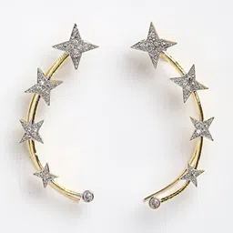 DressBerry White American Diamond Star Shaped Ear Cuff Earrings-image-29