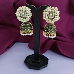 Efulgenz Gold-Plated Floral Oxidized Jhumkas-37