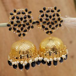 Crunchy Fashion Gold Plated Contemporary Jhumkas Earrings-image-85