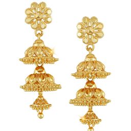 Vighnaharta Gold-Plated Floral Jhumkas-81