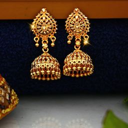 Vighnaharta Gold-Plated Dome Shaped Jhumkas-69