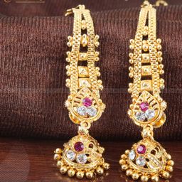 Vighnaharta Gold-Plated Floral Jhumkas Earrings-image-45