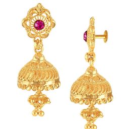 Vighnaharta Gold-Plated Floral Jhumkas Earrings-8