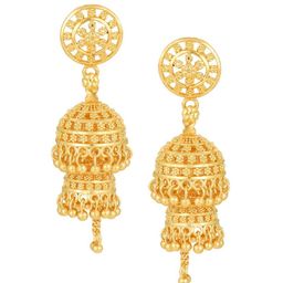 Vighnaharta Gold-Plated Floral Jhumkas Earrings-image-17