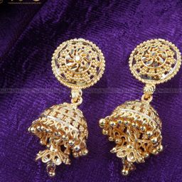 Vighnaharta Gold-Plated Floral Jhumkas Earrings-99