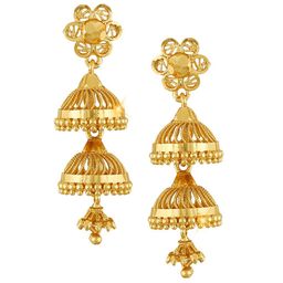 Vighnaharta Gold-Plated Floral Jhumkas-17