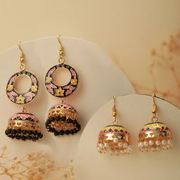 Jazz and Sizzle Set Of 2 Gold-Plated Dome Shaped Jhumkas-45