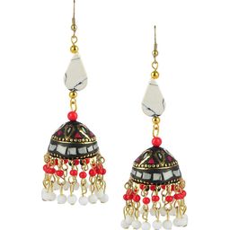 DESI COLOUR White Dome Shaped Jhumkas Earrings-image-27