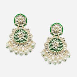 Anouk Gold-Toned Gold-Plated Kundan Contemporary Drop Earrings-72