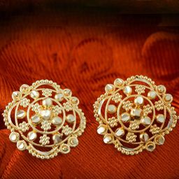 MEENAZ 4Pcs Gold-Plated Studs Earrings-88