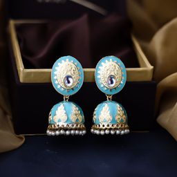 Bellofox Blue Contemporary Meenakari Jhumkas-picture-33