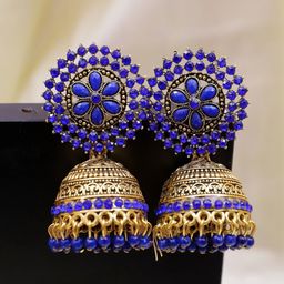 Crunchy Fashion Dome Shaped Jhumkas Earrings-picture-33