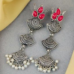 Crunchy Fashion Oxidised Classic Drop Earrings-picture-27
