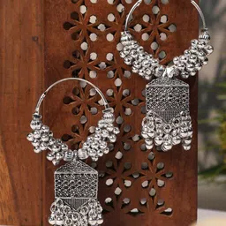ANIKAS CREATION Silver-Plated Dome Shaped Jhumkas-43