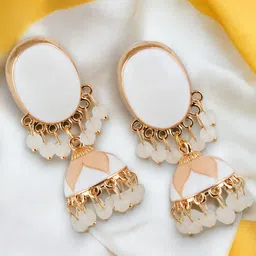 LUCKY JEWELLERY Gold Plated Artificial Beads-Beaded Contemporary Jhumkas-image-89
