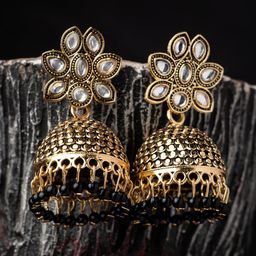 MORKANTH JEWELLERY Black Contemporary Jhumkas Earrings-image-91