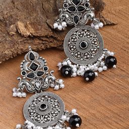 KARATCART Silver-Plated Contemporary Chandbalis-57